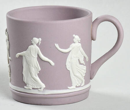 Cream Color on Lavender (Pale Blue) Jasperware Flat Lilac Demitasse Cup