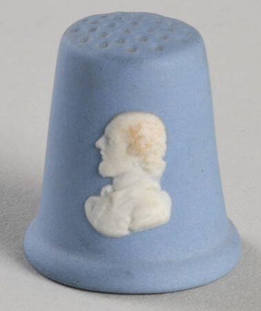 Cream Color on Lavender (Pale Blue) Jasperware Thimble by Wedgwood