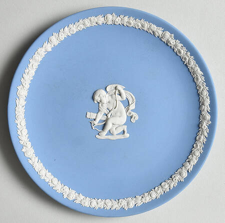 Cream Color on Lavender (Pale Blue) Jasperware Collector Plate by Wedgwood