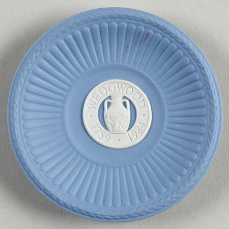 Cream Color on Lavender (Pale Blue) Jasperware Round Fluted Compotier by Wedgwood