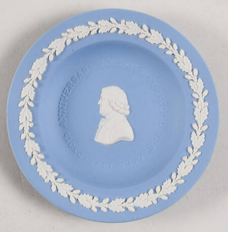 Cream Color on Lavender (Pale Blue) Jasperware 4" Round Anniversary Tray