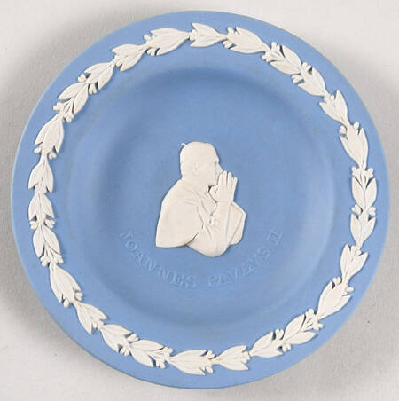 Cream Color on Lavender (Pale Blue) Jasperware Round Personality Tray by Wedgwood