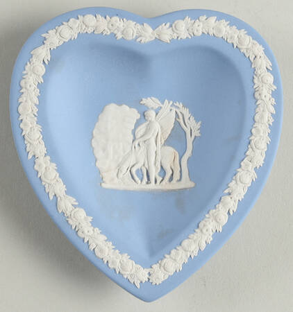 Cream Color on Lavender (Pale Blue) Jasperware Small Heart Shape Ashtray by Wedgwood