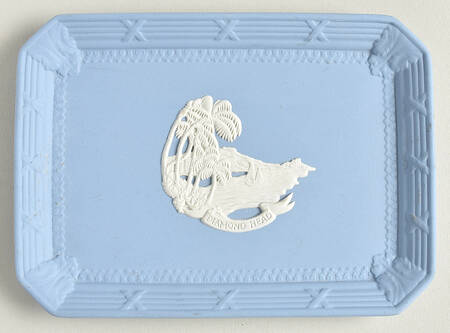Cream Color on Lavender (Pale Blue) Jasperware Oblong Templeton Tray by Wedgwood