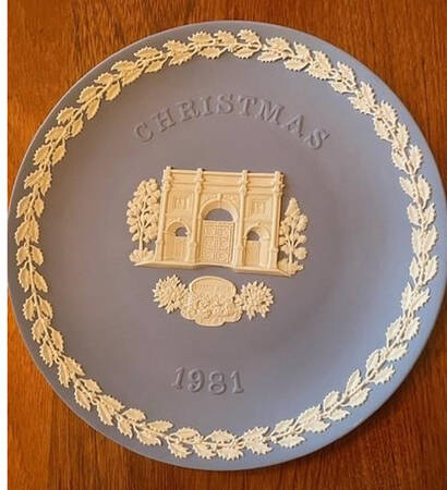 Cream Color on Lavender (Pale Blue) Jasperware Collector Plate