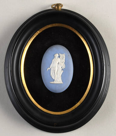 Cream Color on Lavender (Pale Blue) Jasperware Framed Plaque