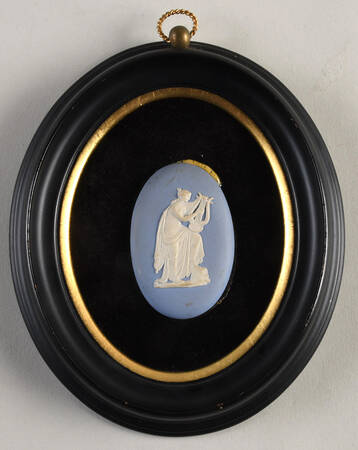 Cream Color on Lavender (Pale Blue) Jasperware Framed Plaque