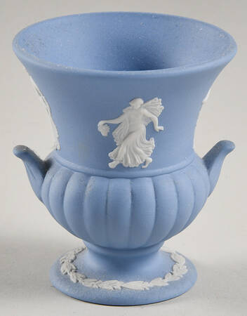 Cream Color on Lavender (Pale Blue) Jasperware 3" Mini Bud Vase
