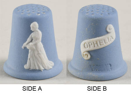 Cream Color on Lavender (Pale Blue) Jasperware Thimble