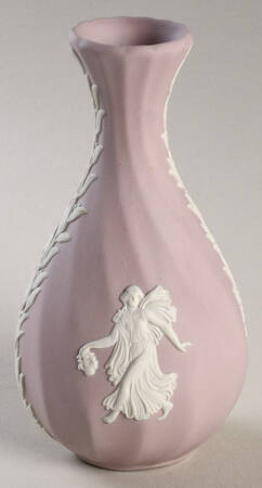 Cream Color on Lavender (Pale Blue) Jasperware 5" Bud Vase