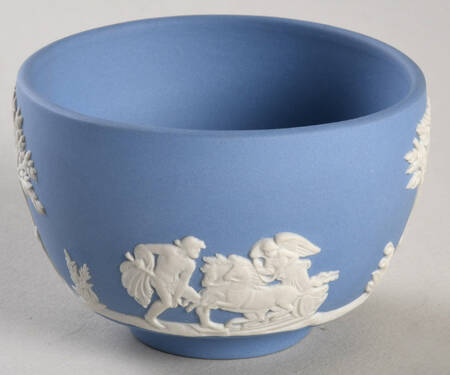 Cream Color on Lavender (Pale Blue) Jasperware Mini Open Sugar Bowl