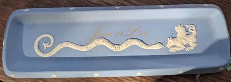 Cream Color on Lavender (Pale Blue) Jasperware 9" Oblong Tray