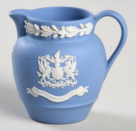 Cream Color on Lavender (Pale Blue) Jasperware Landmark Mini Creamer