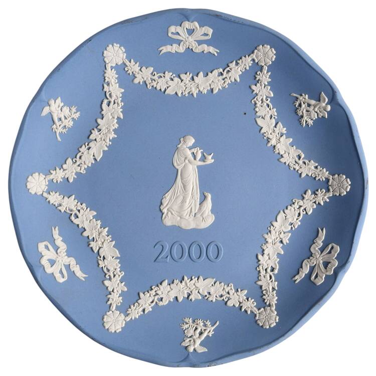 Cream Color on Lavender (Pale Blue) Jasperware Collector Plate
