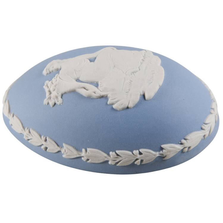 Cream Color on Lavender (Pale Blue) Jasperware Lid for 2" Egg Box