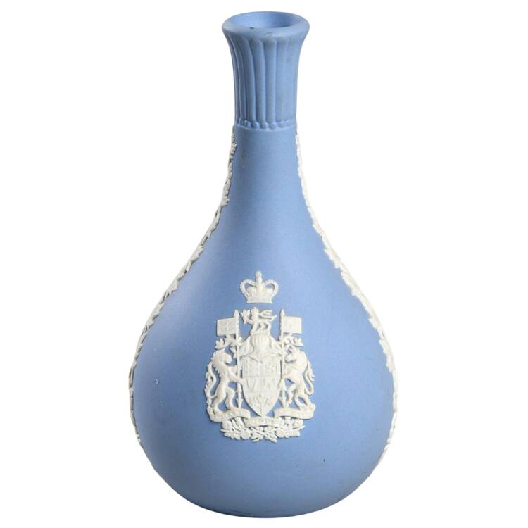 Cream Color on Lavender (Pale Blue) Jasperware Seasons Bud Vase