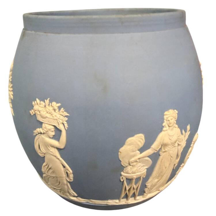 Cream Color on Lavender (Pale Blue) Jasperware 5" Vase