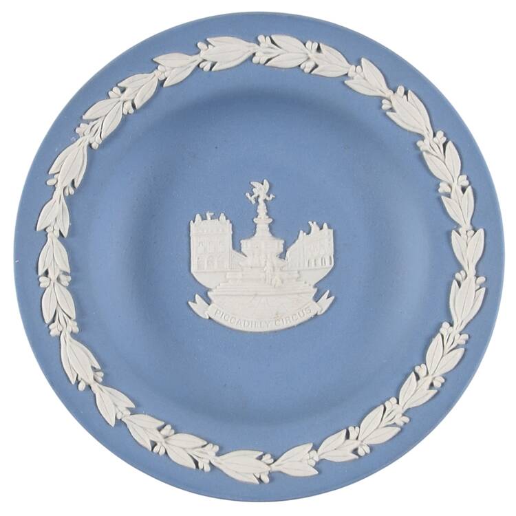 Cream Color on Lavender (Pale Blue) Jasperware 4" Round Tray by Wedgwood