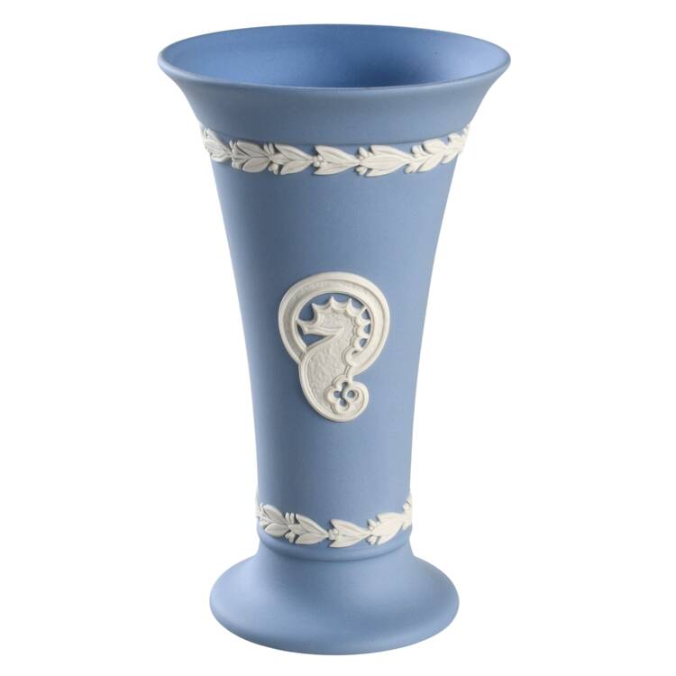 Cream Color on Lavender (Pale Blue) Jasperware 5" Vase