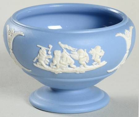 Cream Color on Lavender (Pale Blue) Jasperware Salt Cellar