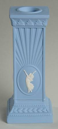 Cream Color on Lavender (Pale Blue) Jasperware 5" Candlestick