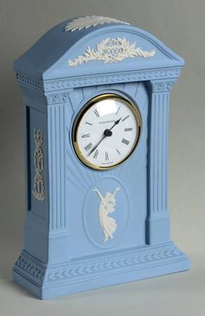 Cream Color on Lavender (Pale Blue) Jasperware Mantel Clock
