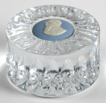 Cream Color on Lavender (Pale Blue) Jasperware Paperweight
