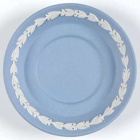 Cream Color on Lavender (Pale Blue) Jasperware Saucer for Flat Demitasse Cup