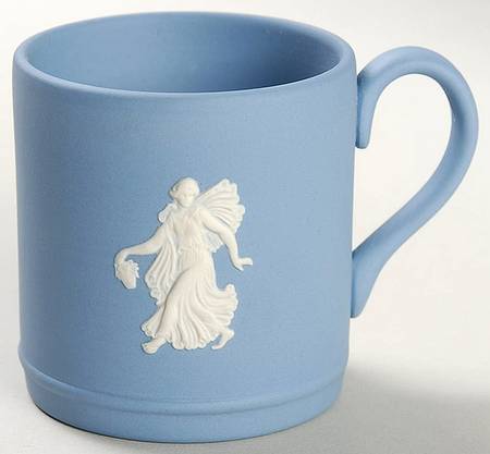 Cream Color on Lavender (Pale Blue) Jasperware Flat Demitasse Cup