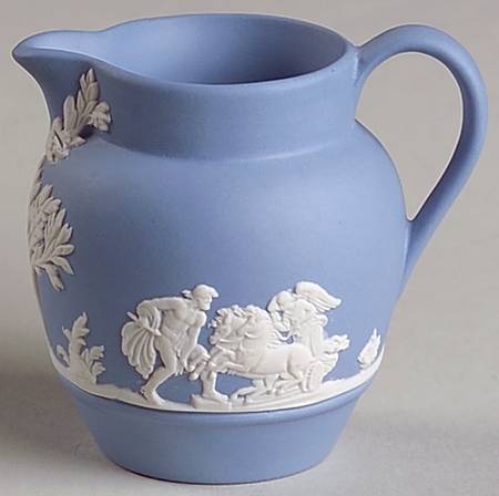 Cream Color on Lavender (Pale Blue) Jasperware Mini Creamer