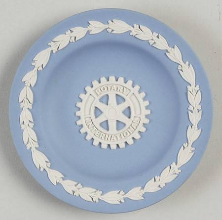 Cream Color on Lavender (Pale Blue) Jasperware 4" Round Tray