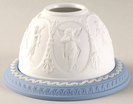 Cream Color on Lavender (Pale Blue) Jasperware Lithophane Candle Votive
