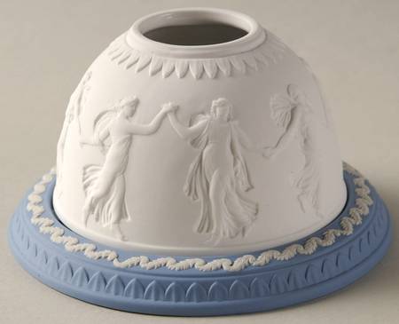 Cream Color on Lavender (Pale Blue) Jasperware Lithophane Candle Votive