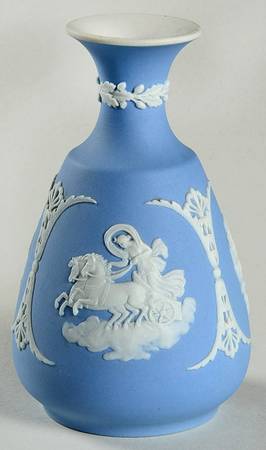 Cream Color on Lavender (Pale Blue) Jasperware 5" Cameo Bud Vase