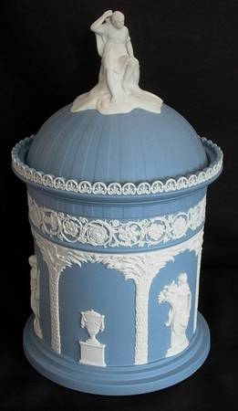 Cream Color on Lavender (Pale Blue) Jasperware Humidor