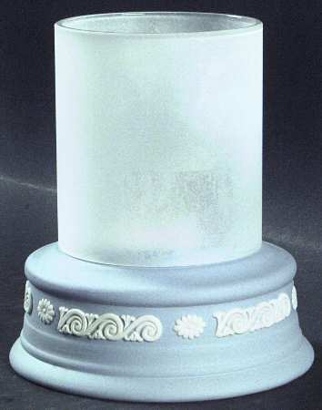 Cream Color on Lavender (Pale Blue) Jasperware Hurricane Votive & Globe