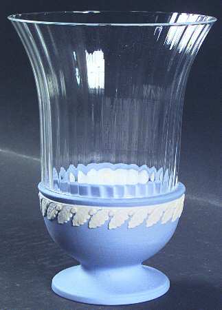 Cream Color on Lavender (Pale Blue) Jasperware Hurricane Votive & Globe
