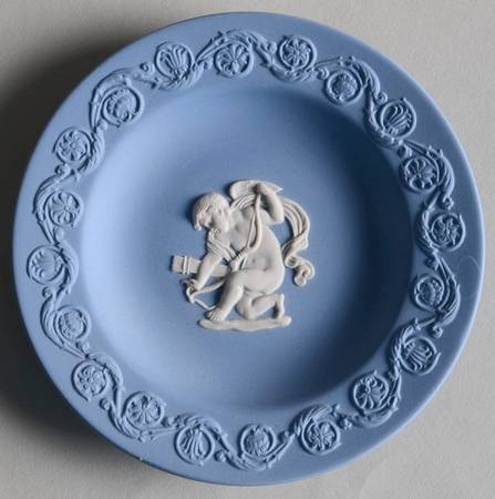 Cream Color on Lavender (Pale Blue) Jasperware Patrician Tray