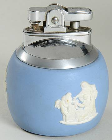 Cream Color on Lavender (Pale Blue) Jasperware Cigarette Lighter