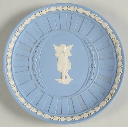 Cream Color on Lavender (Pale Blue) Jasperware 6" Round Tray