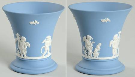 Cream Color on Lavender (Pale Blue) Jasperware Posey Pot-Season