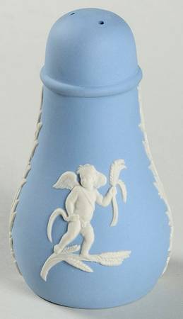 Cream Color on Lavender (Pale Blue) Jasperware Salt Shaker