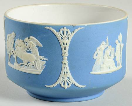 Cream Color on Lavender (Pale Blue) Jasperware 5" Round Bon Bon No Lid