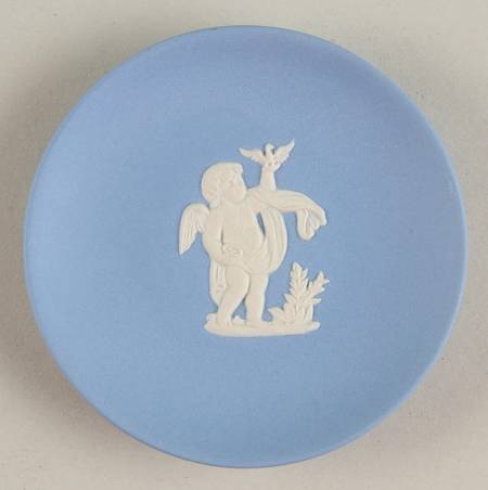 Cream Color on Lavender (Pale Blue) Jasperware Butter Pat