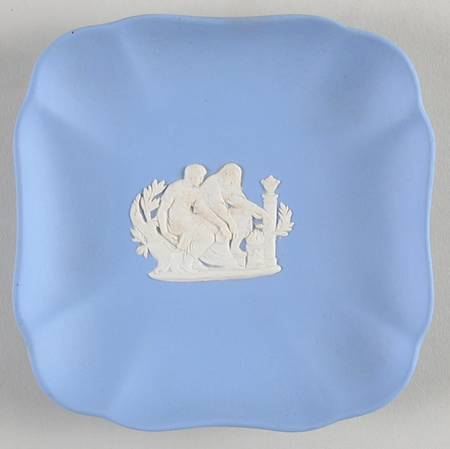Cream Color on Lavender (Pale Blue) Jasperware Square Tray