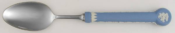 Cream Color on Lavender (Pale Blue) Jasperware Teaspoon