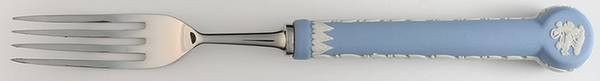Cream Color on Lavender (Pale Blue) Jasperware Dinner Fork (7 1/2" or Larger)