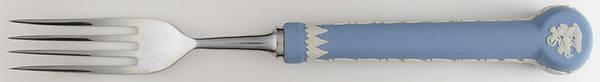 Cream Color on Lavender (Pale Blue) Jasperware Dinner Fork (7 3/8" or Smaller)