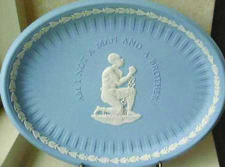 Cream Color on Lavender (Pale Blue) Jasperware 10" Oval Tray