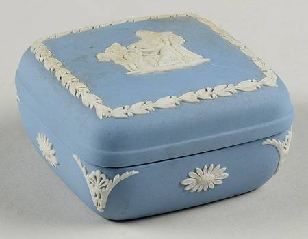 Cream Color on Lavender (Pale Blue) Jasperware Square Box & Lid